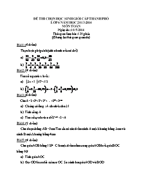Đề thi chọn học sinh giỏi cấp thành phố lớp 6 năm học 2013-2014 Môn Toán